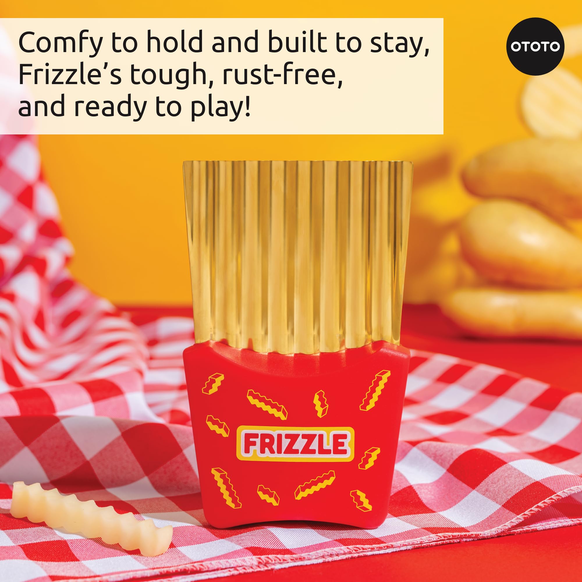 NEW - OTOTO Frizzle Crinkle Fry Cutter - Crinkle Cutter for Veggies, Waffles, Fries, Cool Kitchen Gadgets, Cute Kitchen Accessories, Funny, Unique Gifts, White Elephant Gifts, Quirky - Image 4