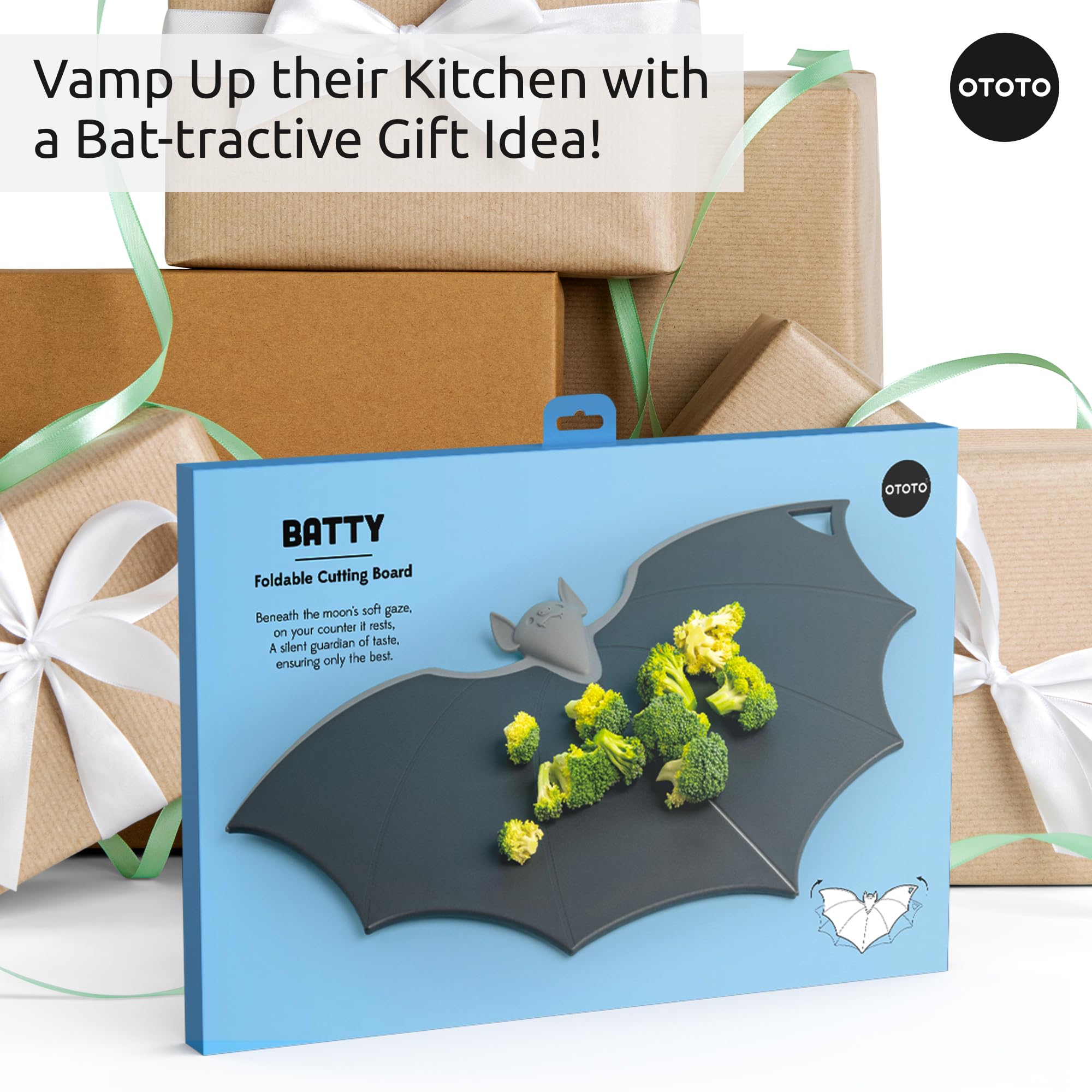 OTOTO Cutting Board - Wooden & Plastic Cutting Boards for Kitchen, Fun & Spooky Kitchen Gadgets, Housewarming & Goth Gifts, Dishwasher Safe (Bat, Plastic) - Image 8