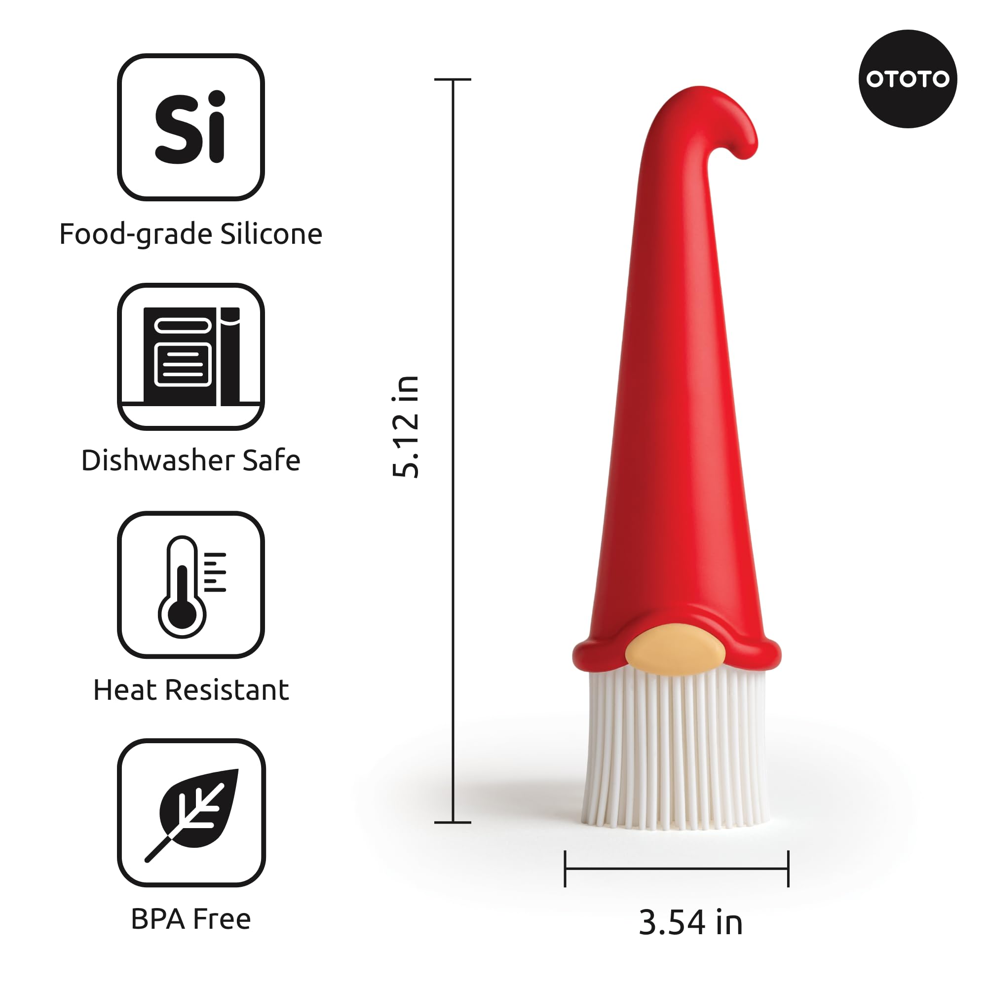 OTOTO Gnomeo Pastry Brush - Silicone Basting Brush for Cooking, Spread Oil Butter Sauce for BBQ Grill Baking, Gnomes Gifts for Women, Cute Funny Kitchen Gadgets - Image 5