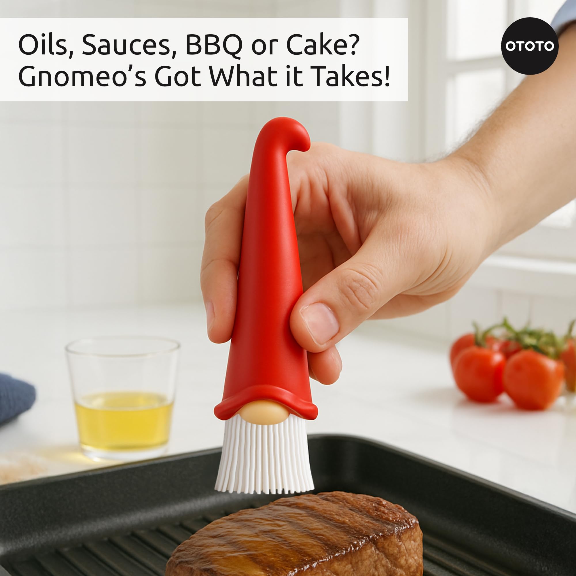 OTOTO Gnomeo Pastry Brush - Silicone Basting Brush for Cooking, Spread Oil Butter Sauce for BBQ Grill Baking, Gnomes Gifts for Women, Cute Funny Kitchen Gadgets - Image 6
