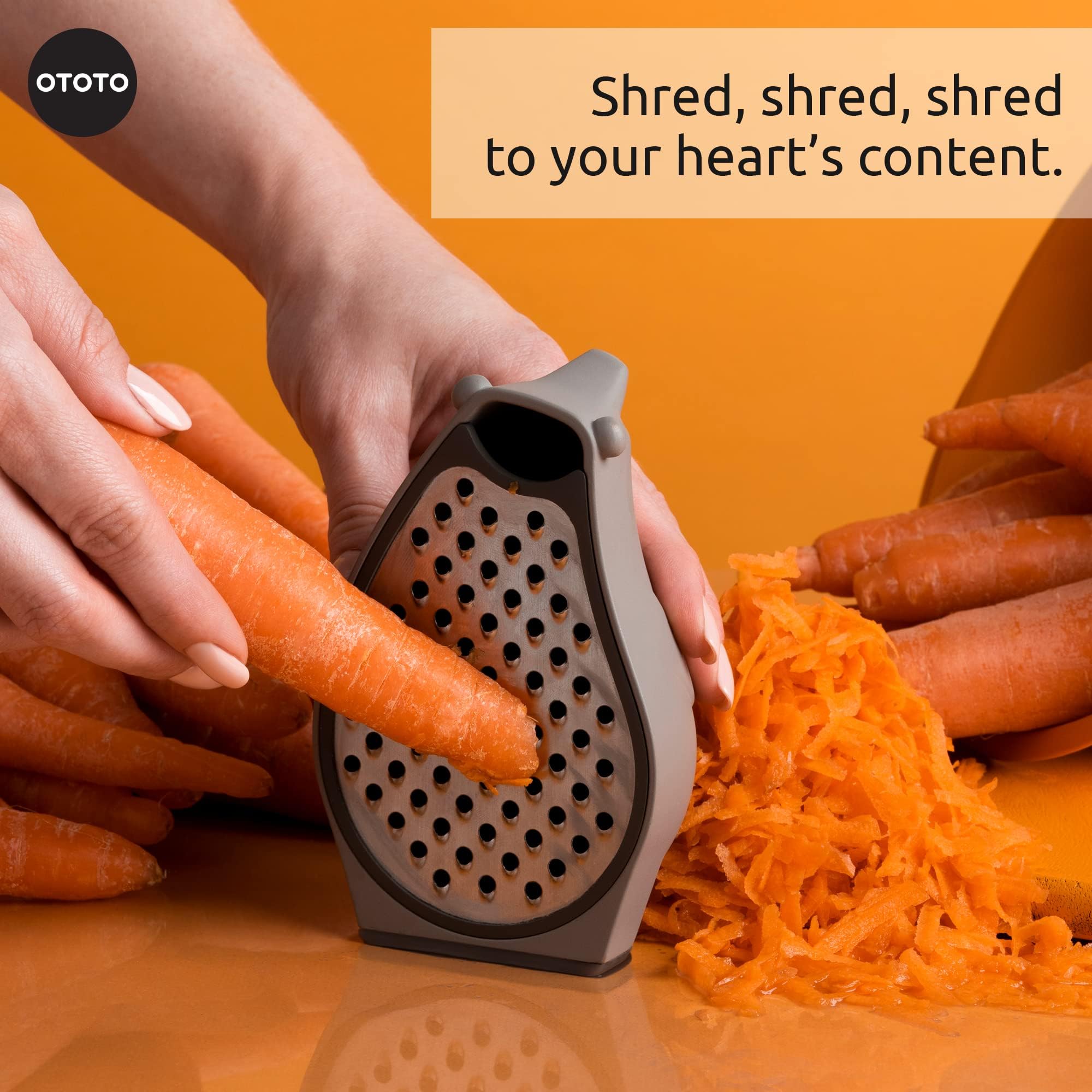 OTOTO Grater - Stainless Steel, BPA Free, Dishwasher Safe, Fun Kitchen Gadget, Vegetable Shredder, Cute Kitchen Gifts & Accessories (Barry The Bear Cheese Grater, Brown) - Image 4