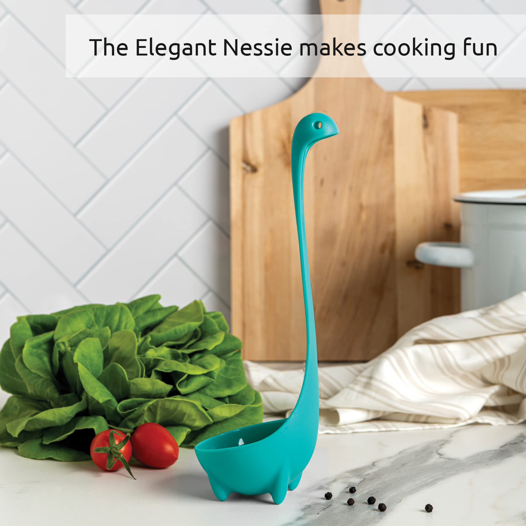 OTOTO Nessie Turquoise Original Nessie Ladle - Soup Ladle + Aqua the Crab Silicone Utensil Rest (Bundle of 2) - Image 4