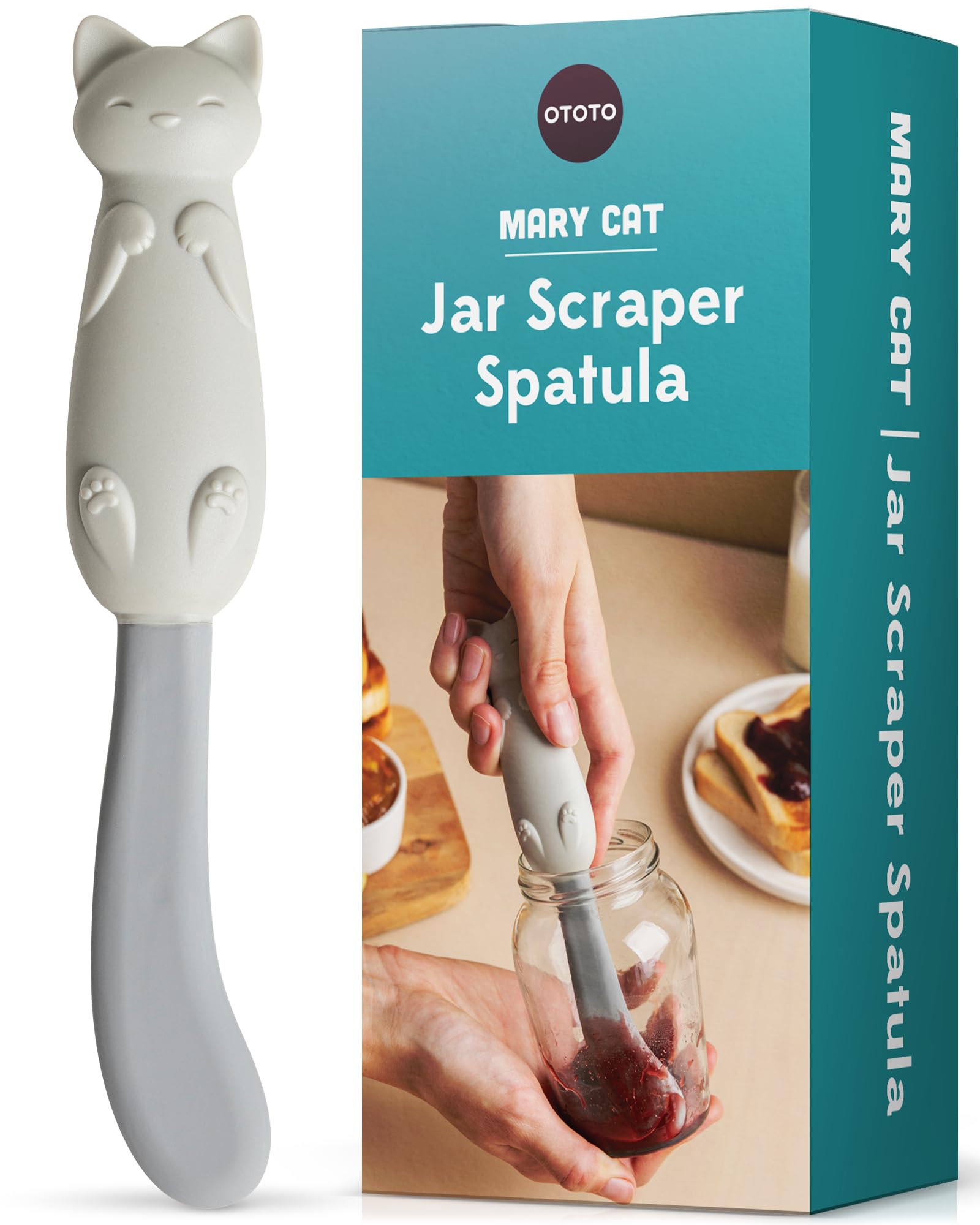 OTOTO New Kitty Cut Pizza Cutter Wheel, New Katie Black Cat Soup Ladle, and Mary Cat Jar Scraper Spatula for Scooping (Bundle of 3) - Image 4