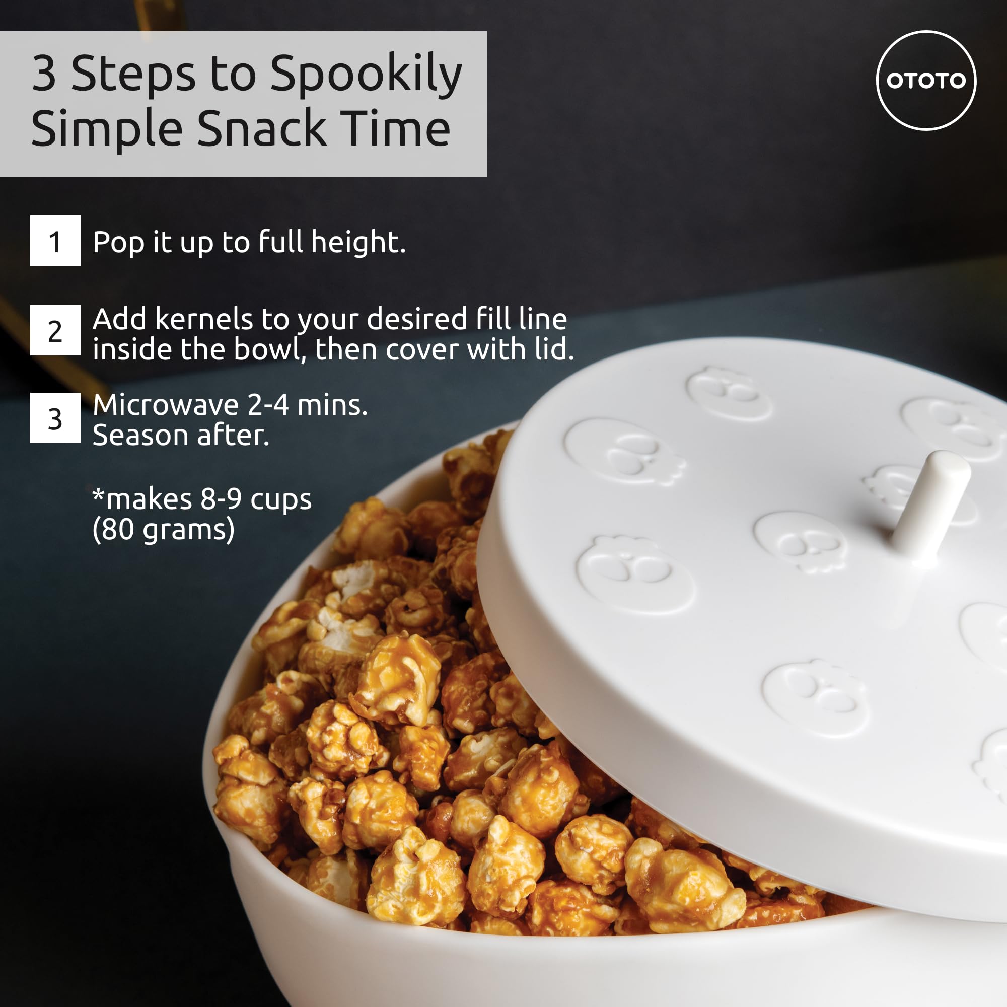 OTOTO New Scary Poppings Microwave Popcorn Popper - Gothic Popcorn Microwave Popper, Silicone Microwave Popcorn, Collapsible Bowl Popcorn Bowls, Halloween Goth Accessories Goth Gifts (White) - Image 6