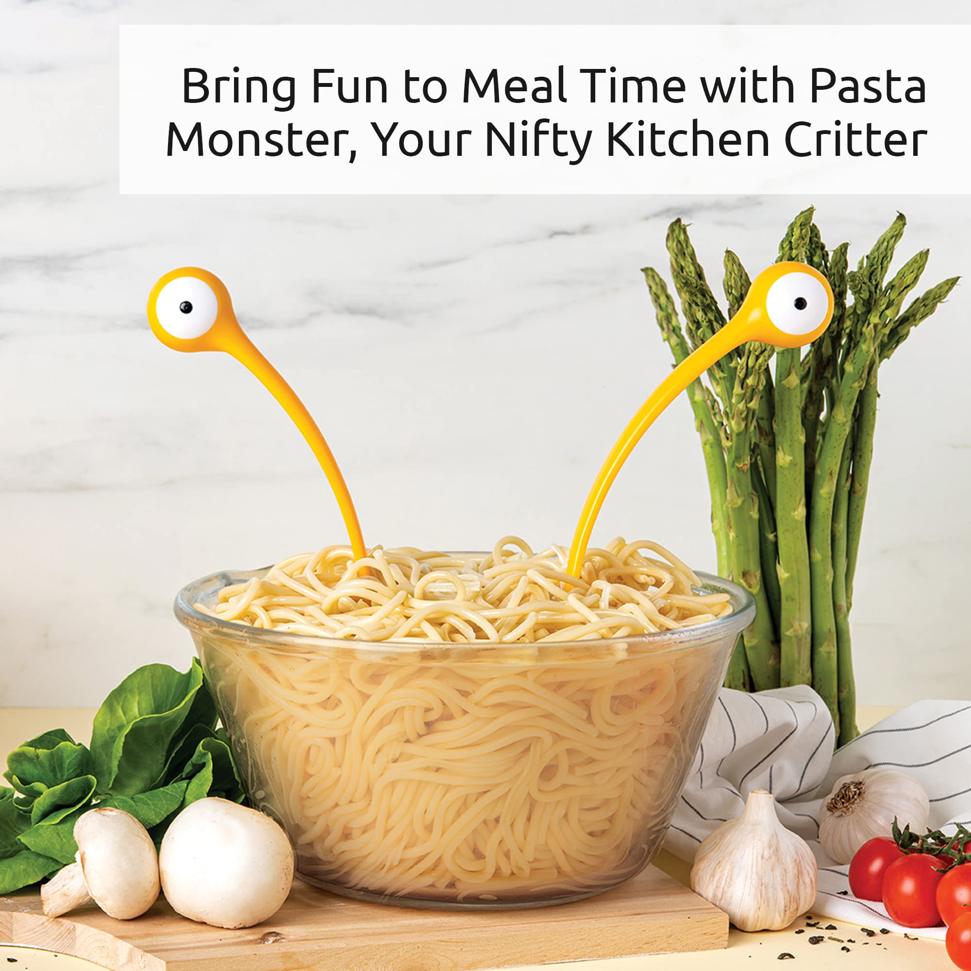 OTOTO Pasta Monsters and Salad Servers - BPA-Free Fun Kitchen Gadgets - 100% Food Safe Salad Spoon and Fork Set - 11.93x 3.39 x 2.24 inch - Image 6