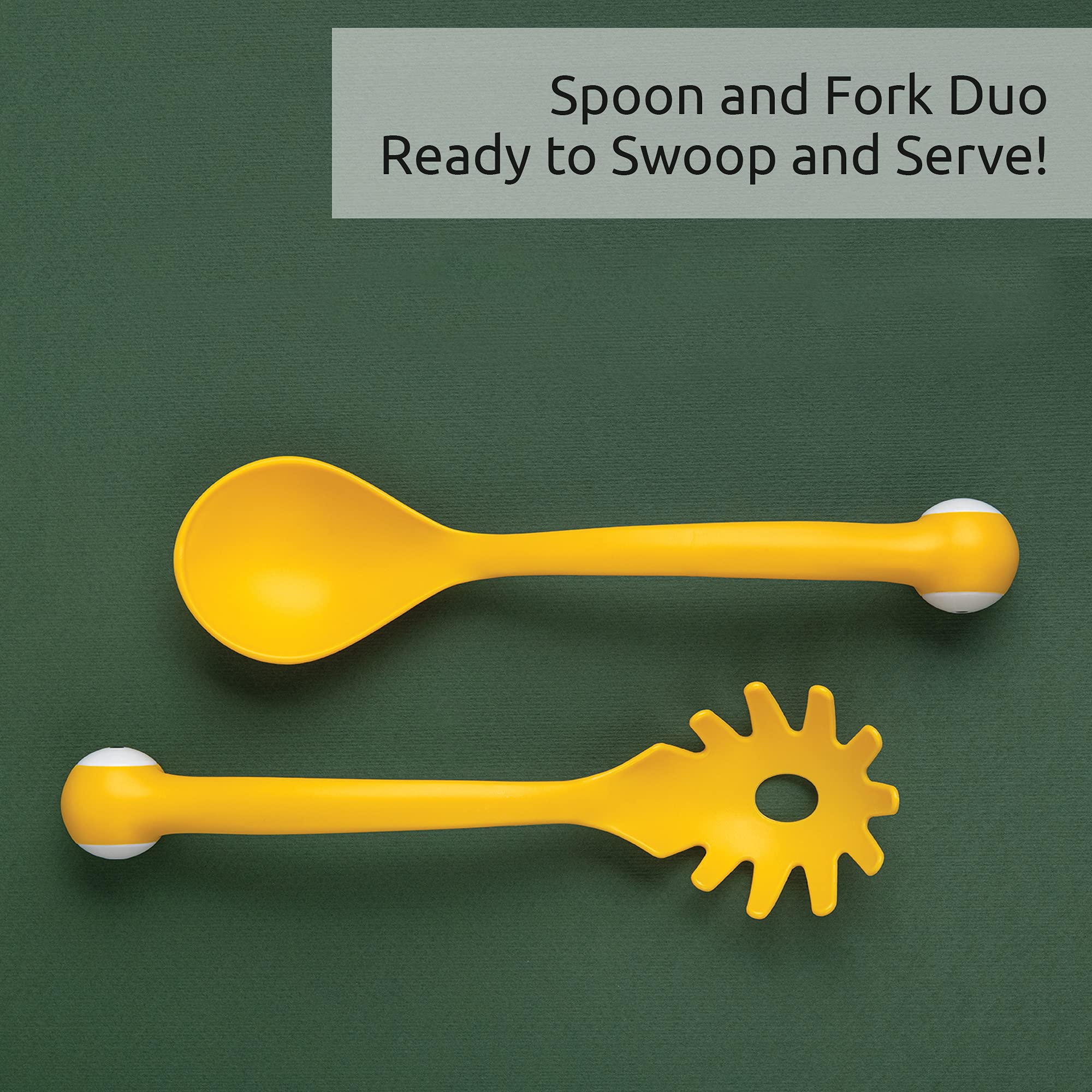 OTOTO Pasta Monsters and Salad Servers - BPA-Free Fun Kitchen Gadgets - 100% Food Safe Salad Spoon and Fork Set - 11.93x 3.39 x 2.24 inch - Image 8