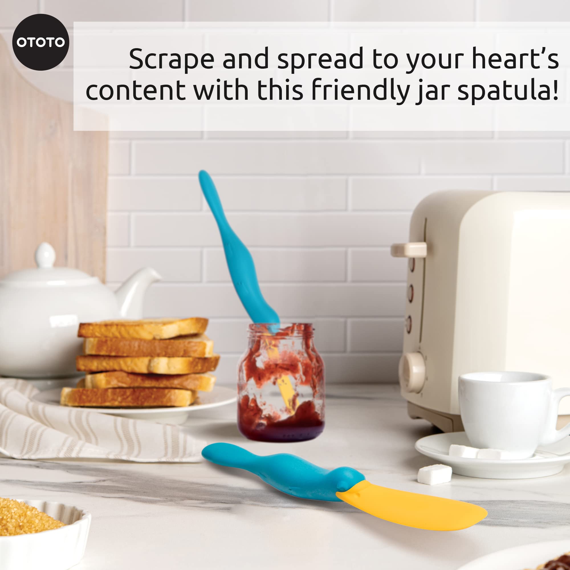 OTOTO Splatypus Jar Spatula for Scooping and Scraping & Bernie Bunny Toaster Tongs (Bundle of 2) - Image 3